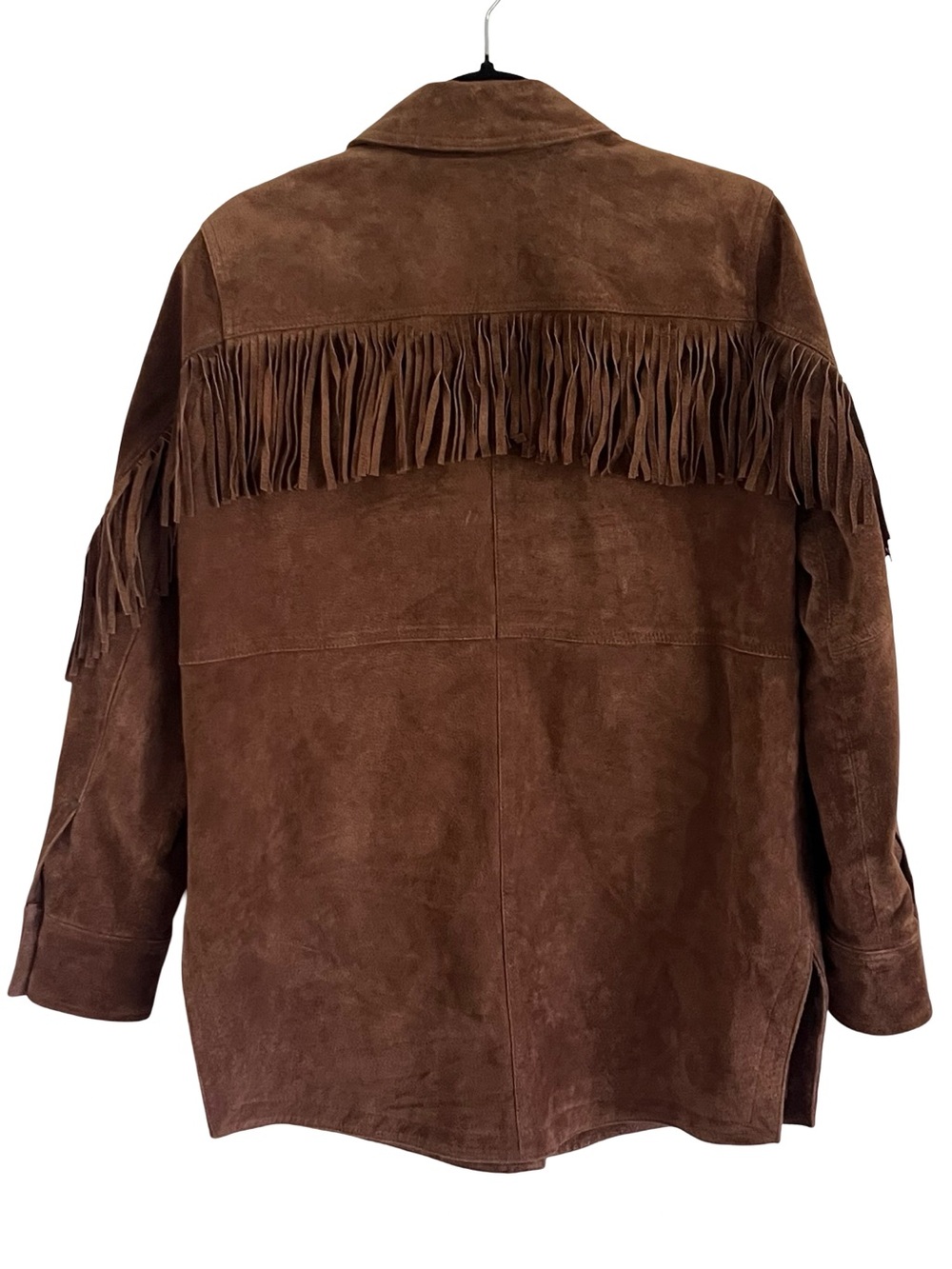 Anthropologie Pilcro Tan Brown Danae Fringed Suede Jacket Small - Picture 2 of 10